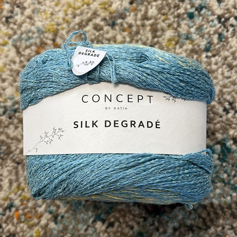 Katia Silk Degradé Yarn in Blue, Yellow and Grey